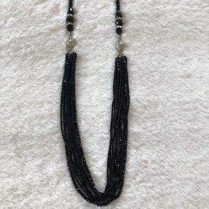 Sparkly Black Necklace with Rhinestones Closure.